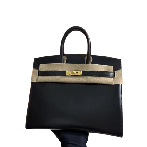 Birkin 25 Sellier Noir Box Calfskin Gold Hardware