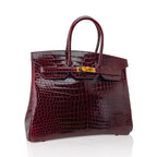 Birkin 35 Bag Bordeaux Porosus Crocodile with Gold Hardware
