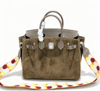 Birkin 30 Etoupe Swift Leather and Suede Splicing Bag