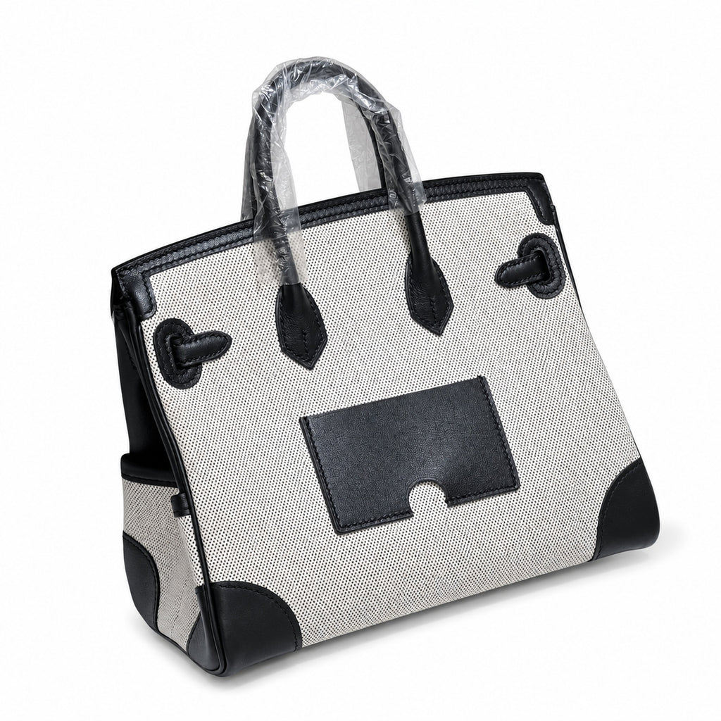 Birkin Cargo 25 Black Leather and Ecru Canvas Multi-Pocket Mini Bag