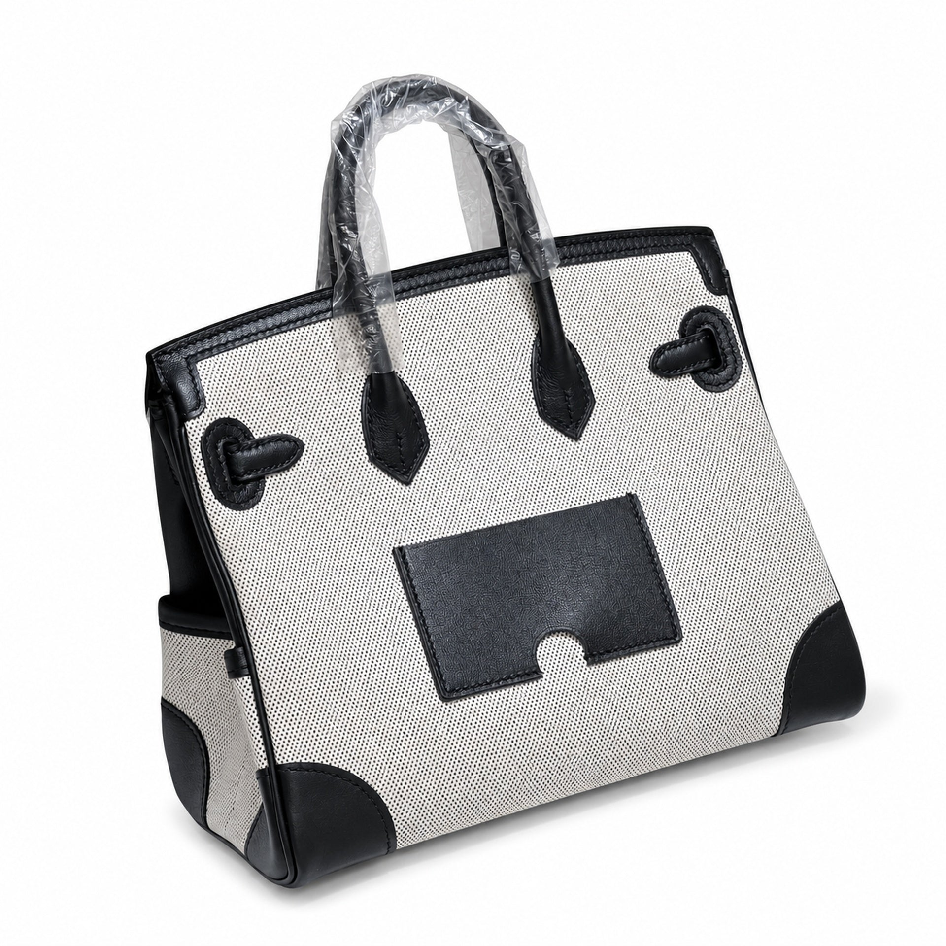 Birkin Cargo 25 Black Leather and Ecru Canvas Multi-Pocket Mini Bag