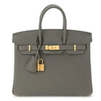 Birkin 25 Gris Meyer crafted from incredibly soft Togo calfskin leather