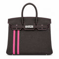 Mini Birkin 25cm Officier Edition in Chocolate Brown Togo & Pink Swift Calfskin