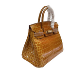 Birkin Shiny Niloticus Crocodile Cowhide Leather Gold Hardware