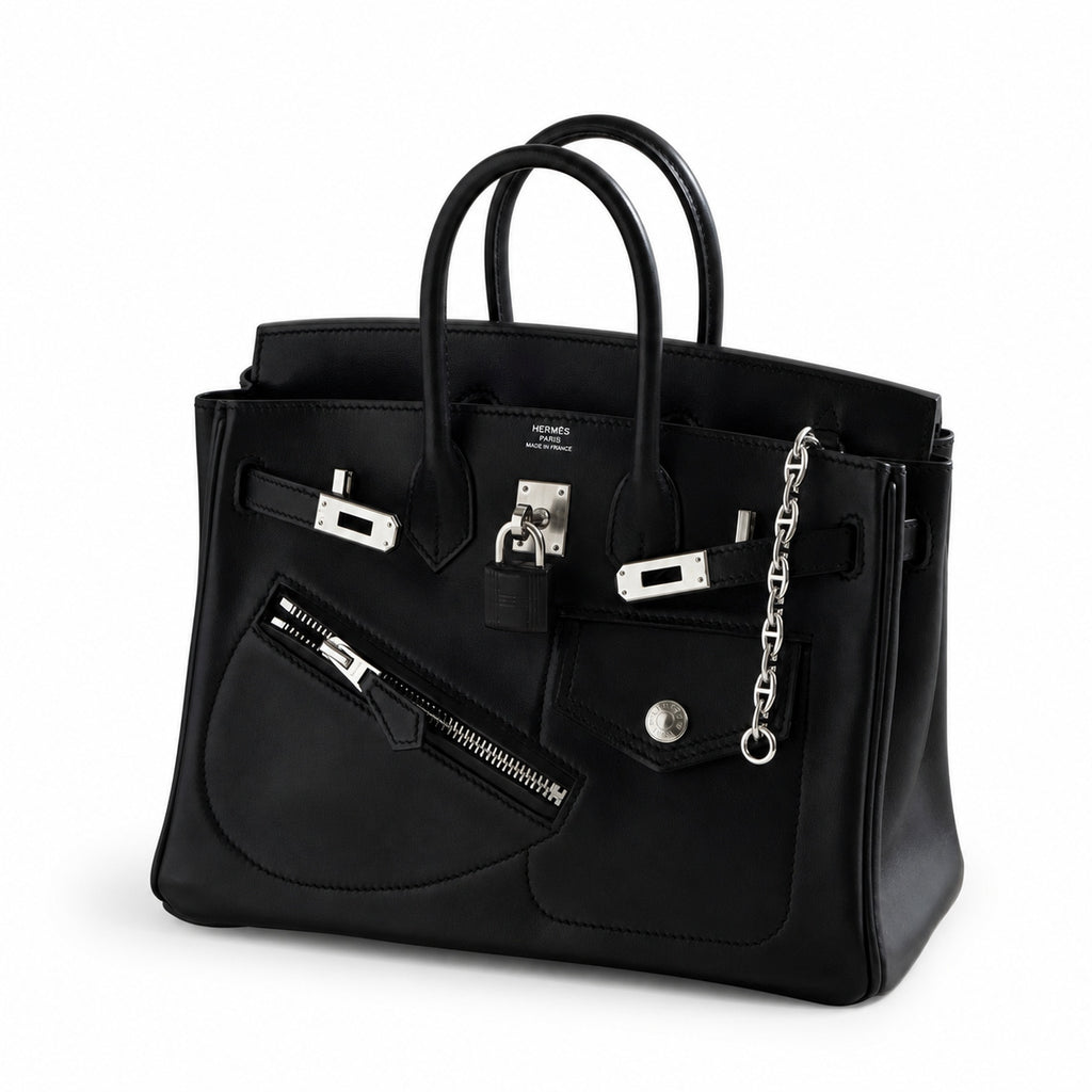 Birkin 25 Rock Sellier in Noir Swift Leather (Palladium Hardware)