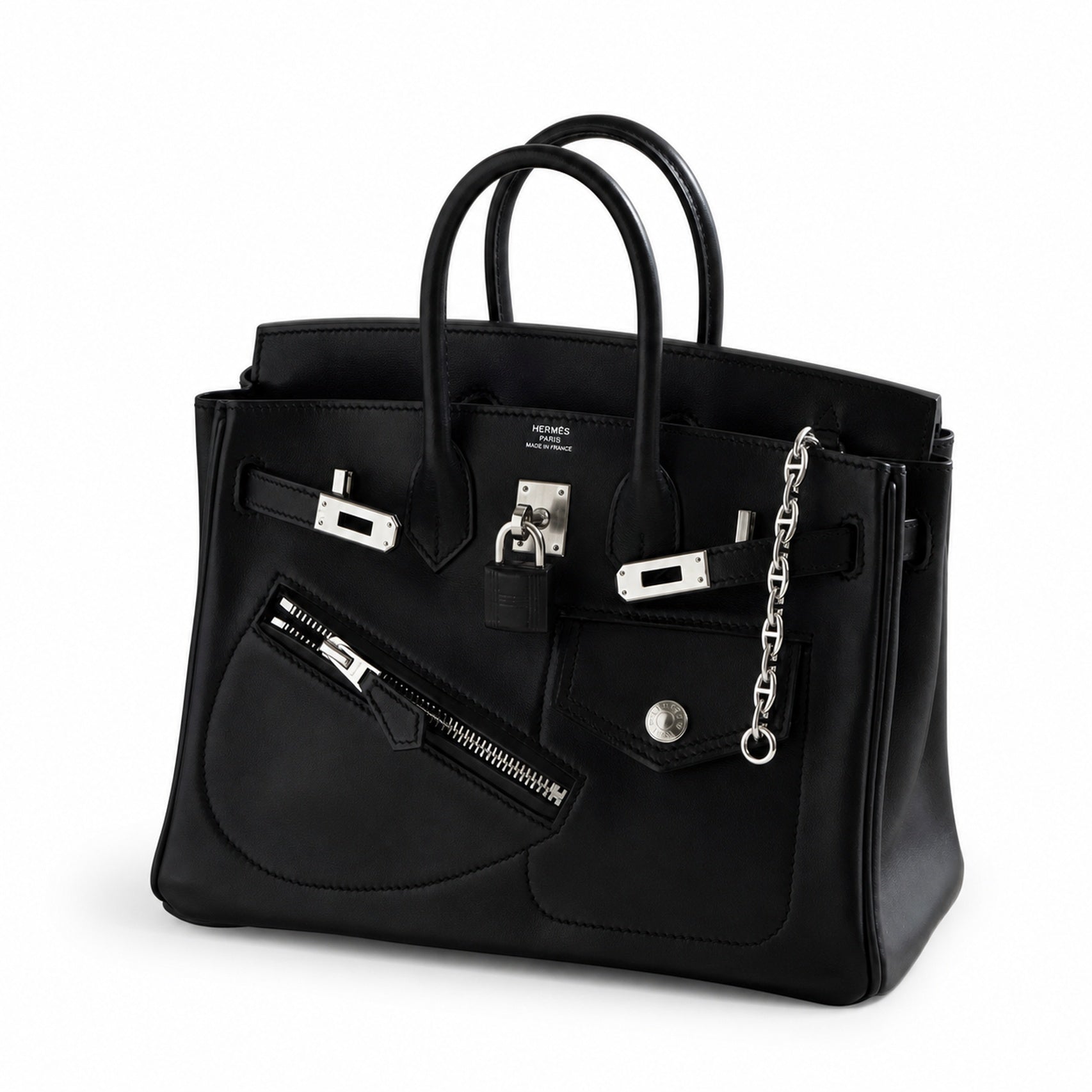 Birkin 25 Rock Sellier in Noir Swift Leather (Palladium Hardware)
