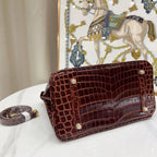 Birkin Bordeaux Shiny Porosus Crocodile Gold Hardware