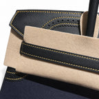 Birkin Ghillies 30 Black Leather and Navy Blue Denim Splicing Bag