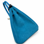 Rare Runaway Birkin 25cm Grizzly Tanzanite Blue Suede Luxury Tote
