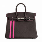 Mini Birkin 25cm Officier Edition in Chocolate Brown Togo & Pink Swift Calfskin