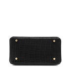 Black Matte Alligator Baby Birkin 20cm Gold Hardware