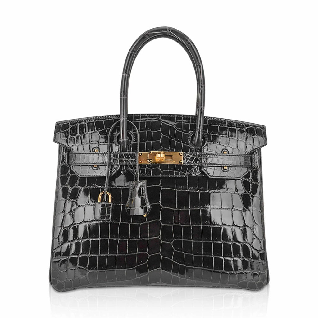 Birkin Bag, Crocodile-Grain Top-Grain Cowhide Leather, In-Seam Gold Hardware