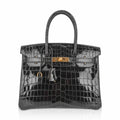 Birkin Bag, Crocodile-Grain Top-Grain Cowhide Leather, In-Seam Gold Hardware