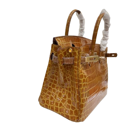 Birkin Shiny Niloticus Crocodile Cowhide Leather Gold Hardware