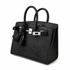Mini Birkin 20cm Outer Stitching Tote Bag in Black Lizard Pattern