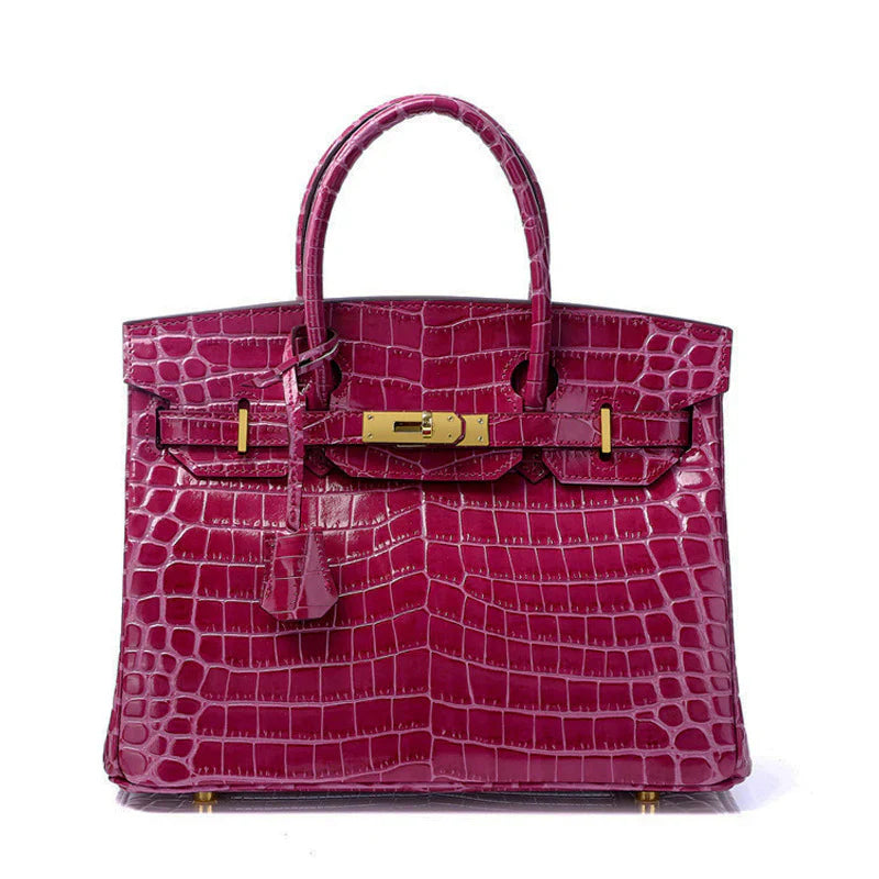 Birkin 30 Smooth Croc Print Genuine Leather Top Handle Bags