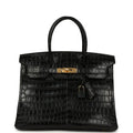 Birkin Black Matte Niloticus Crocodile Gold Hardware