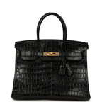 Birkin Black Matte Niloticus Crocodile Gold Hardware
