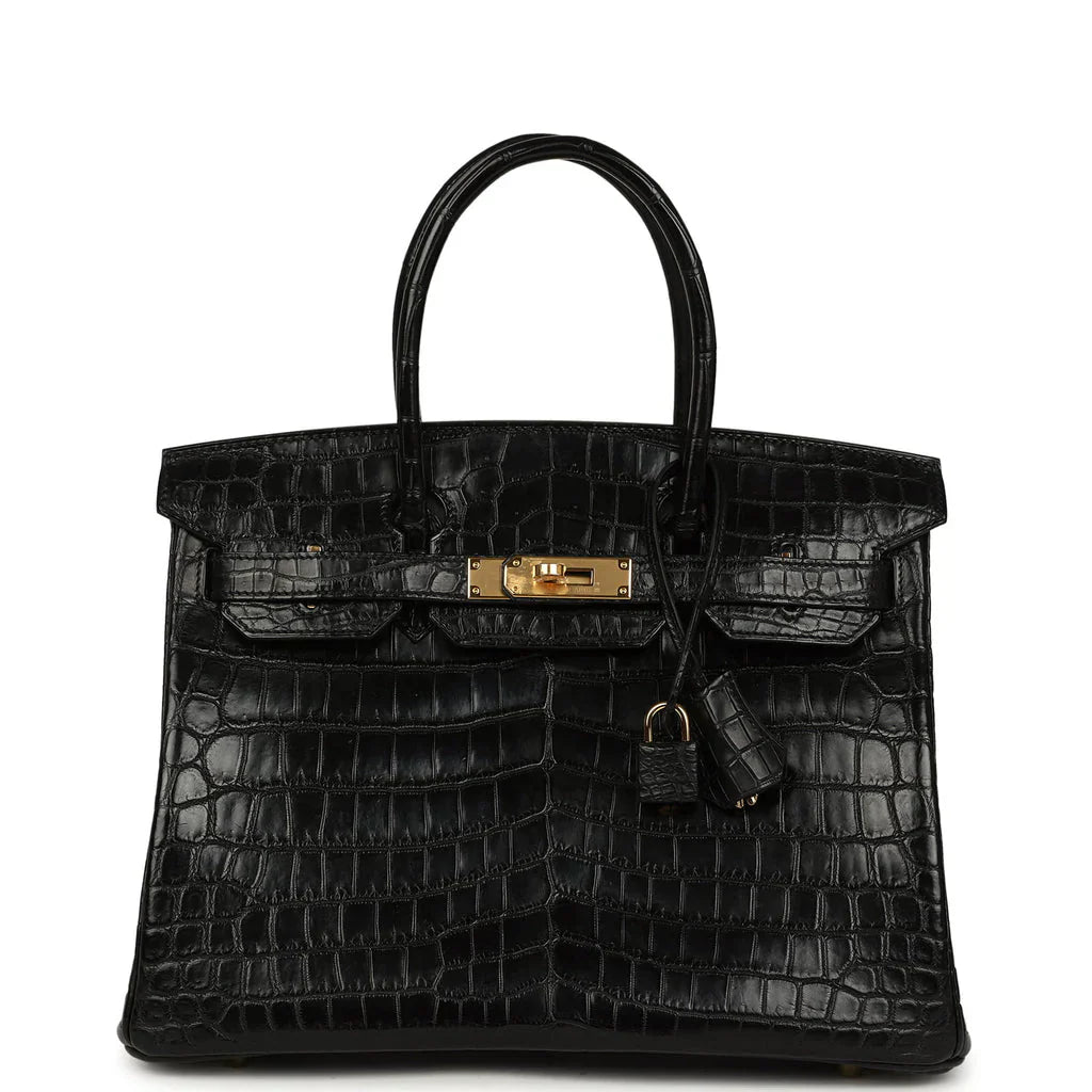 Birkin Black Matte Niloticus Crocodile Gold Hardware