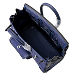 Birkin Cargo 25 Navy Blue Swift Leather and Canvas Splicing Bag