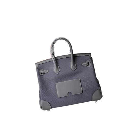 Birkin Cargo 25 Etain Grey Swift Leather and Canvas Splicing Bag