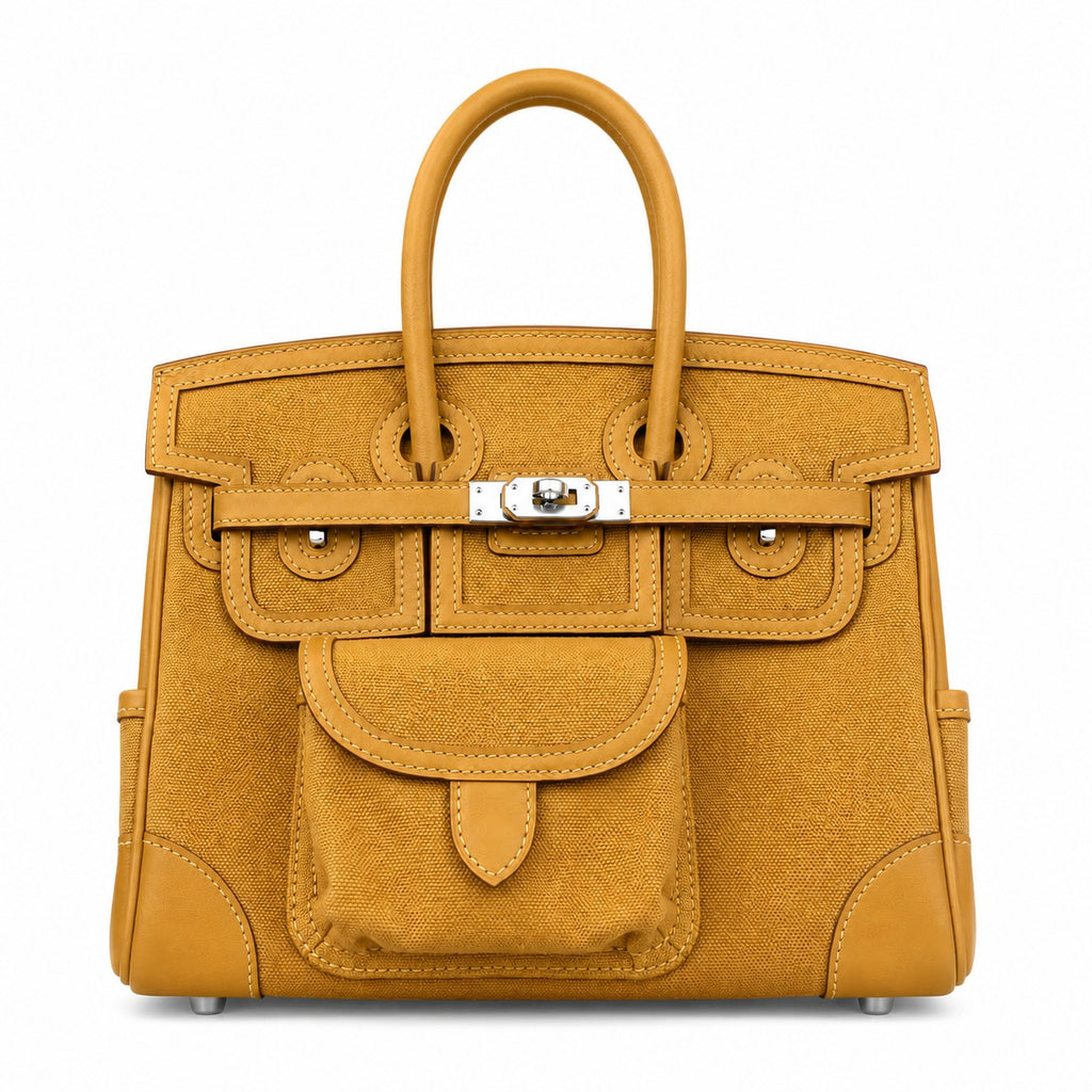 Birkin Cargo 25 in Sesame Toile Goéland and Swift Leather (Palladium Hardware)