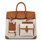 Birkin Cargo 40 Gold Leather and Toile Canvas Multi-Pocket Bag