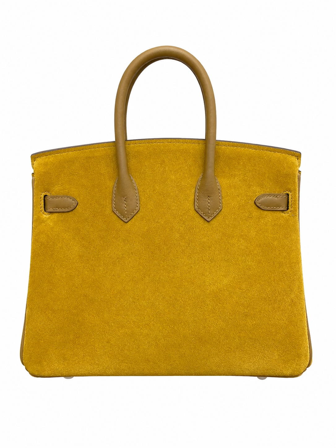 Birkin 25 Retourne in Yellow Swift Leather and Suede Grizzly (Palladium Hardware)