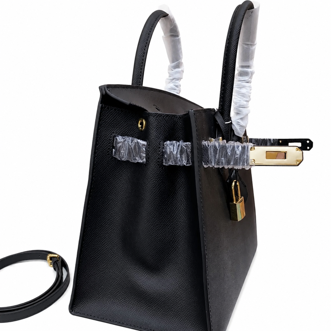 Birkin Style 25/30 Sellier in Noir Epsom Leather (Gold Hardware)