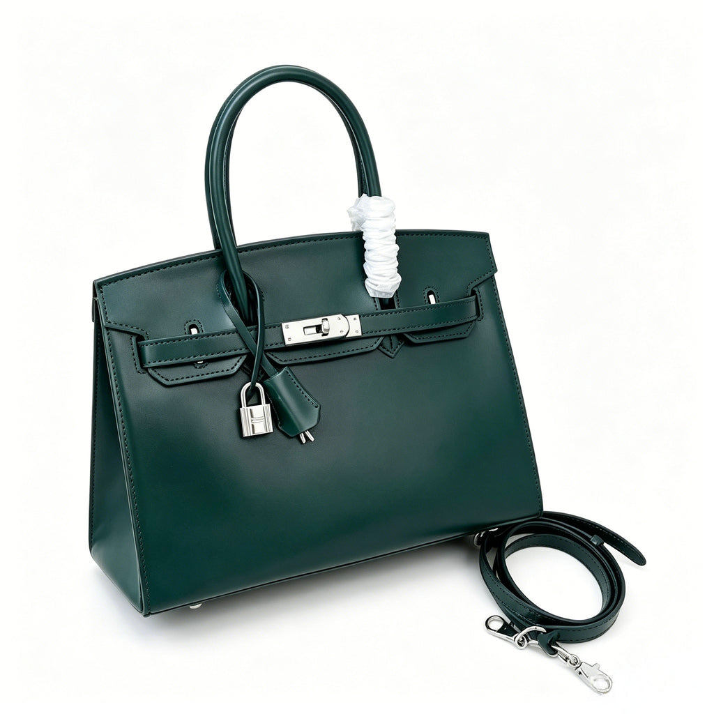Birkin 30 Style Sellier in Vert Cypress Smooth Leather (Palladium Hardware)