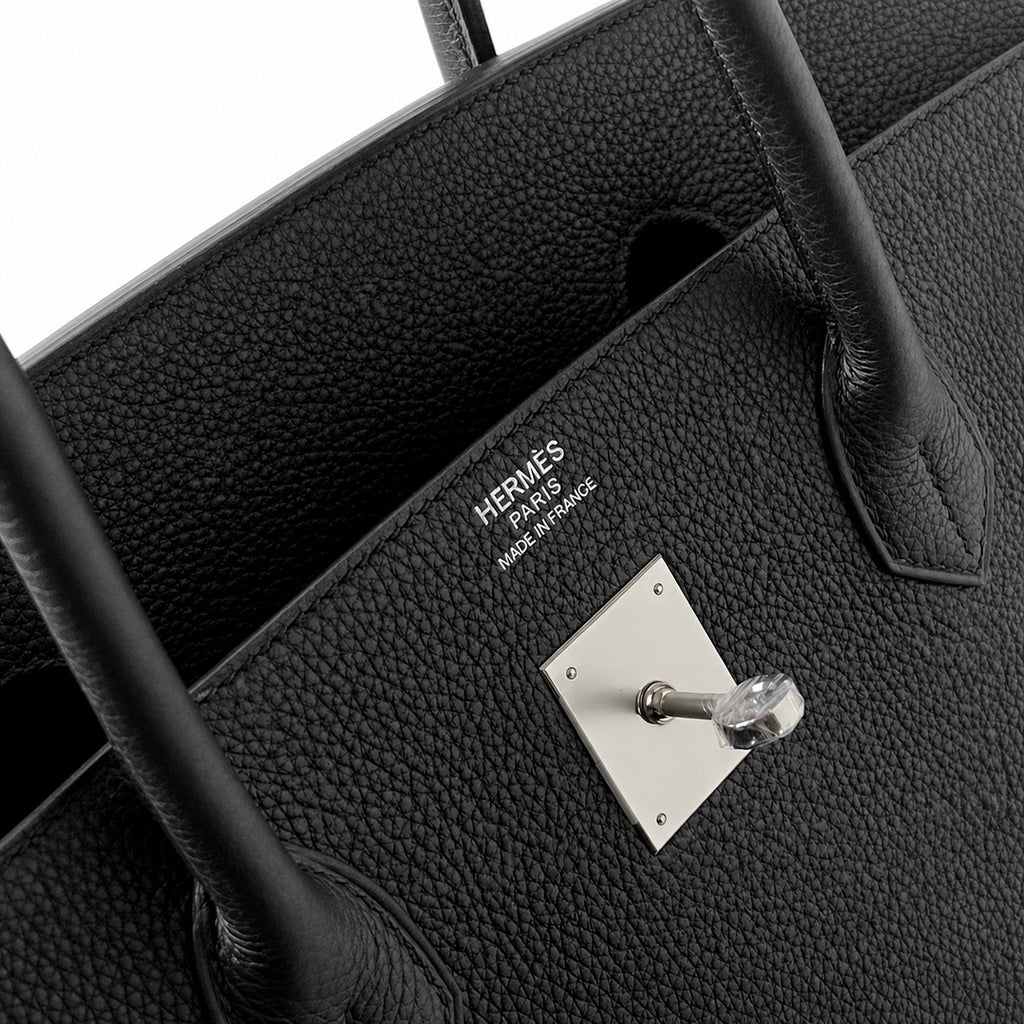 Birkin 40 Retourne in Noir Togo Leather (Palladium Hardware)