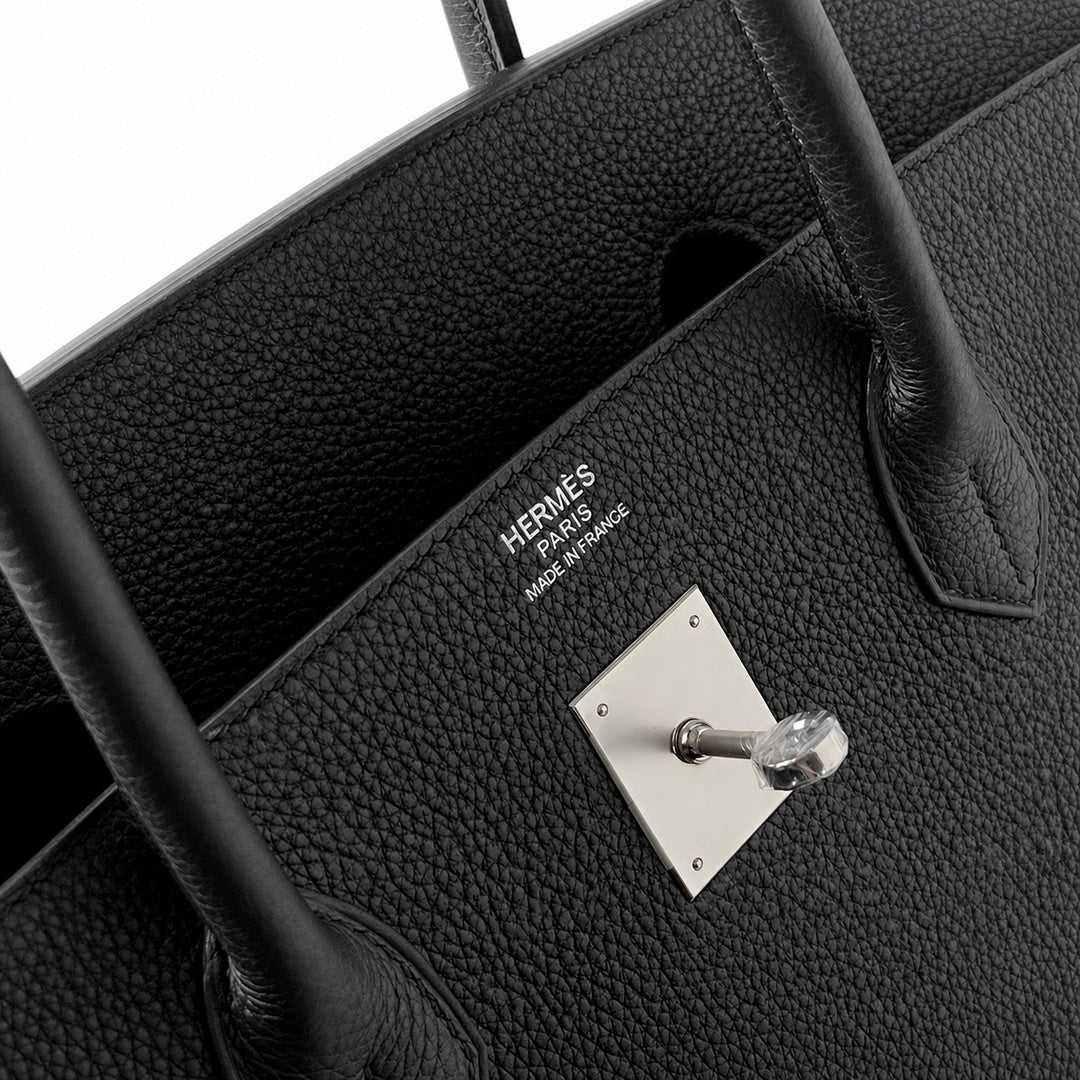 Birkin 40 Retourne in Noir Togo Leather (Palladium Hardware)