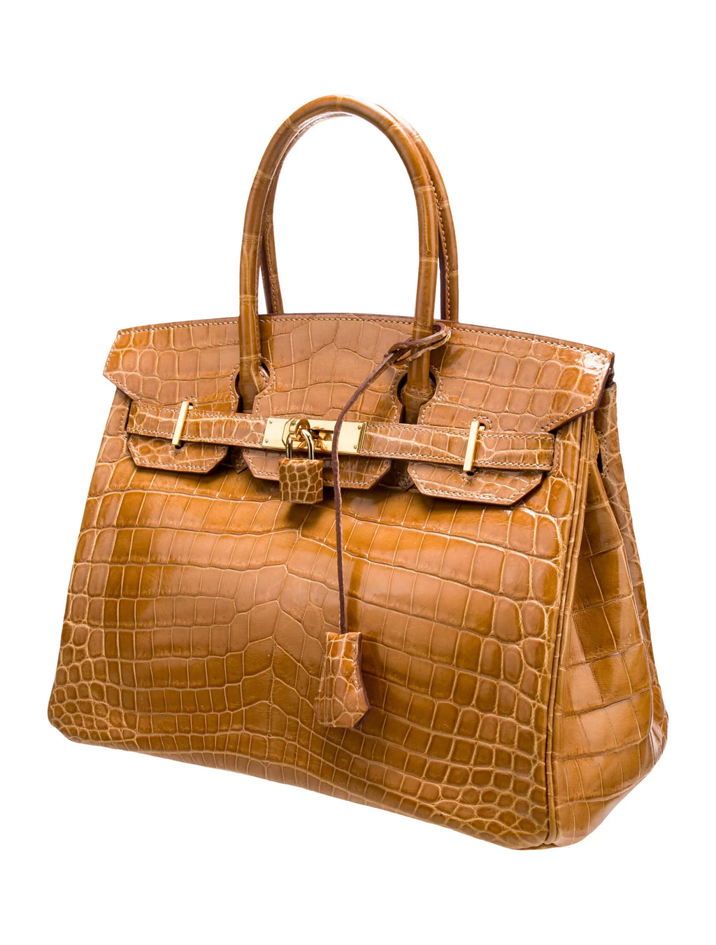 Birkin Shiny Niloticus Crocodile Cowhide Leather Gold Hardware