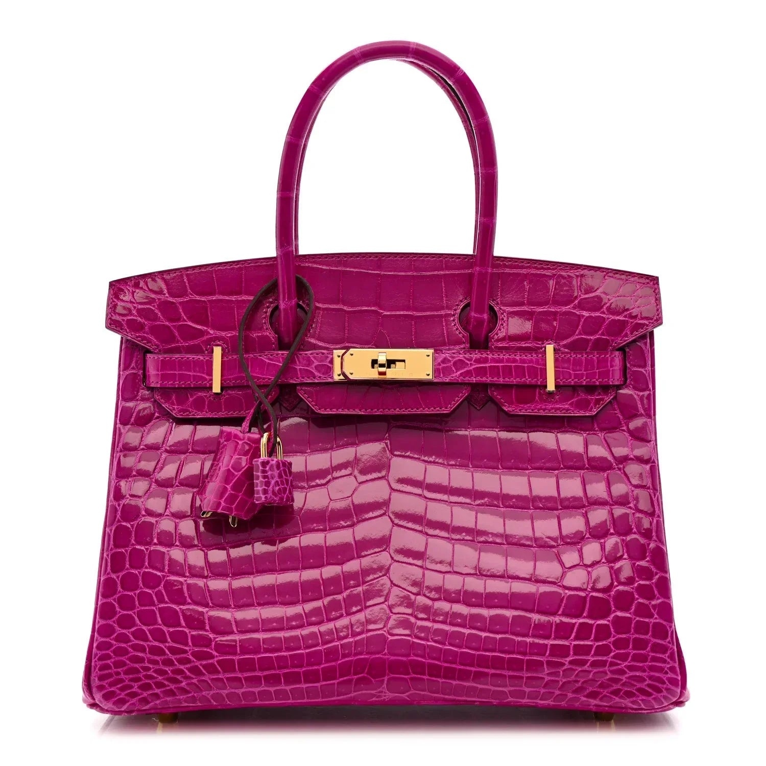 Birkin 30 Rose Pourpre Shiny Niloticus Crocodile Gold Hardware