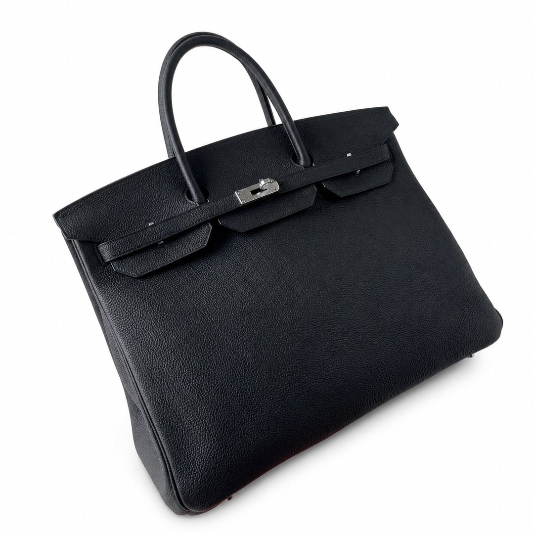 Birkin 40 Retourne in Noir Togo Leather (Palladium Hardware)
