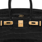 Black Matte Alligator Baby Birkin 20cm Gold Hardware