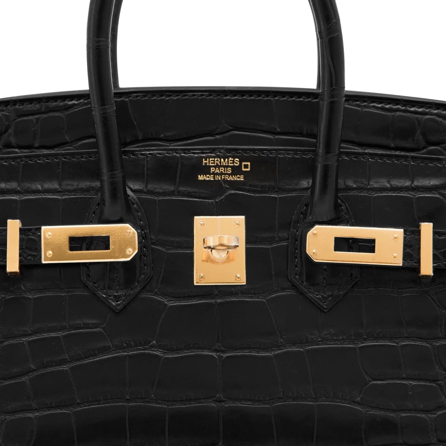 Black Matte Alligator Baby Birkin 20cm Gold Hardware