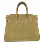Elegant Neutral Birkin 25cm Grizzly Beige Suede Luxury Top-Handle Tote