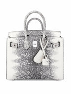 Mini Birkin 20cm Outer Stitching Tote Bag in Two-Tone Snow White Lizard Pattern