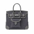 Birkin Cargo 25 Etain Grey Swift Leather and Canvas Splicing Bag