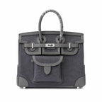 Birkin Cargo 25 Etain Grey Swift Leather and Canvas Splicing Bag