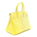 Birkin25 Sellier Jaune Milton Veau Epsom Silver Handbag