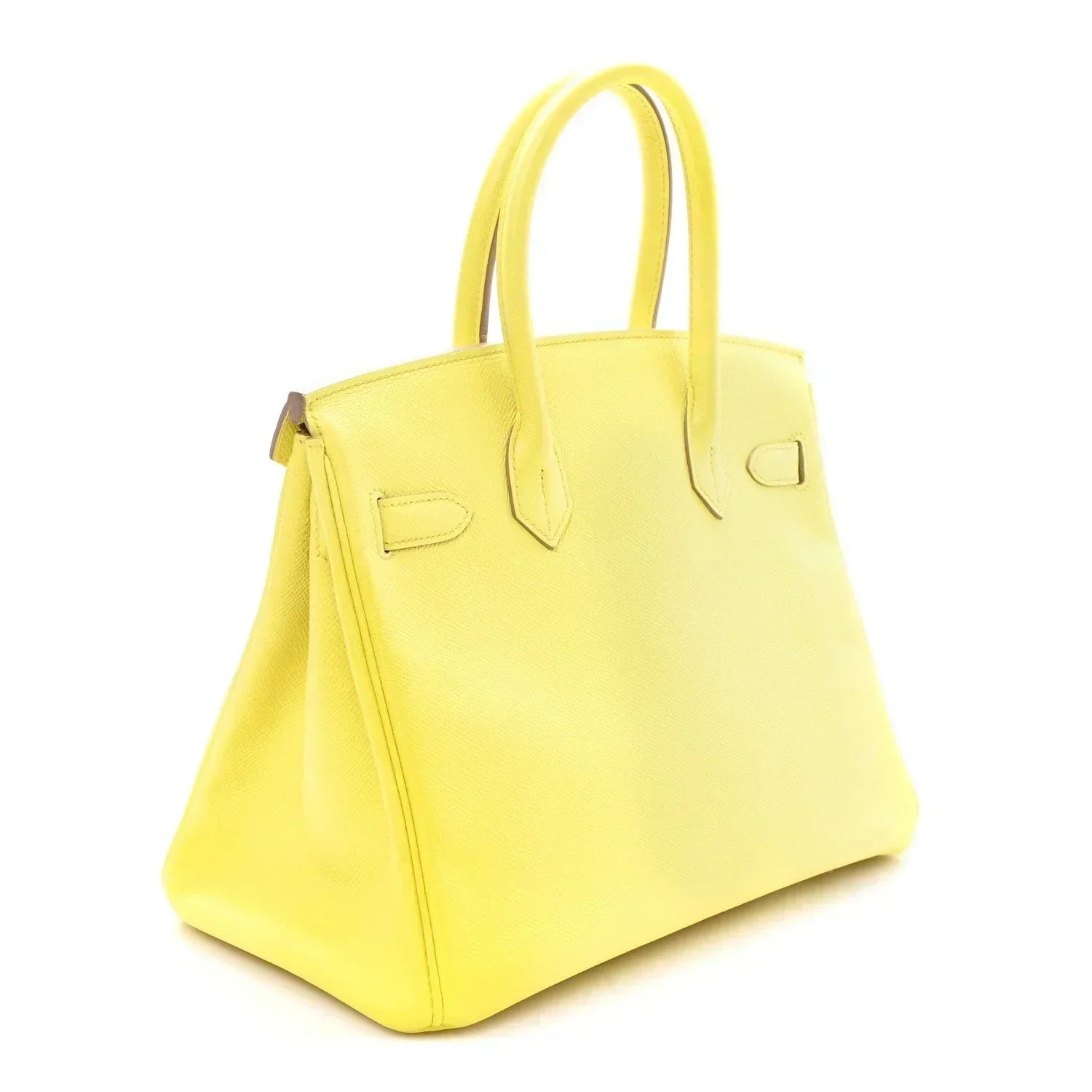 Birkin25 Sellier Jaune Milton Veau Epsom Silver Handbag