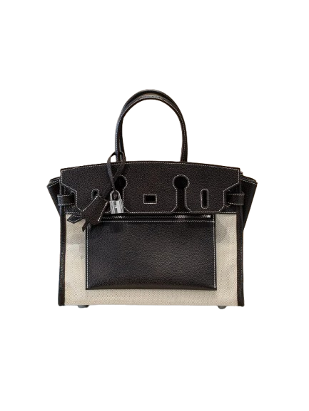 Birkin 35 A L'Envers Black-Ecru Toile H Canvas and Black Volupto Palladium Hardware