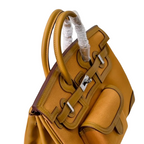 Birkin Cargo 25 Amber Yellow Swift Leather and Canvas Splicing Bag