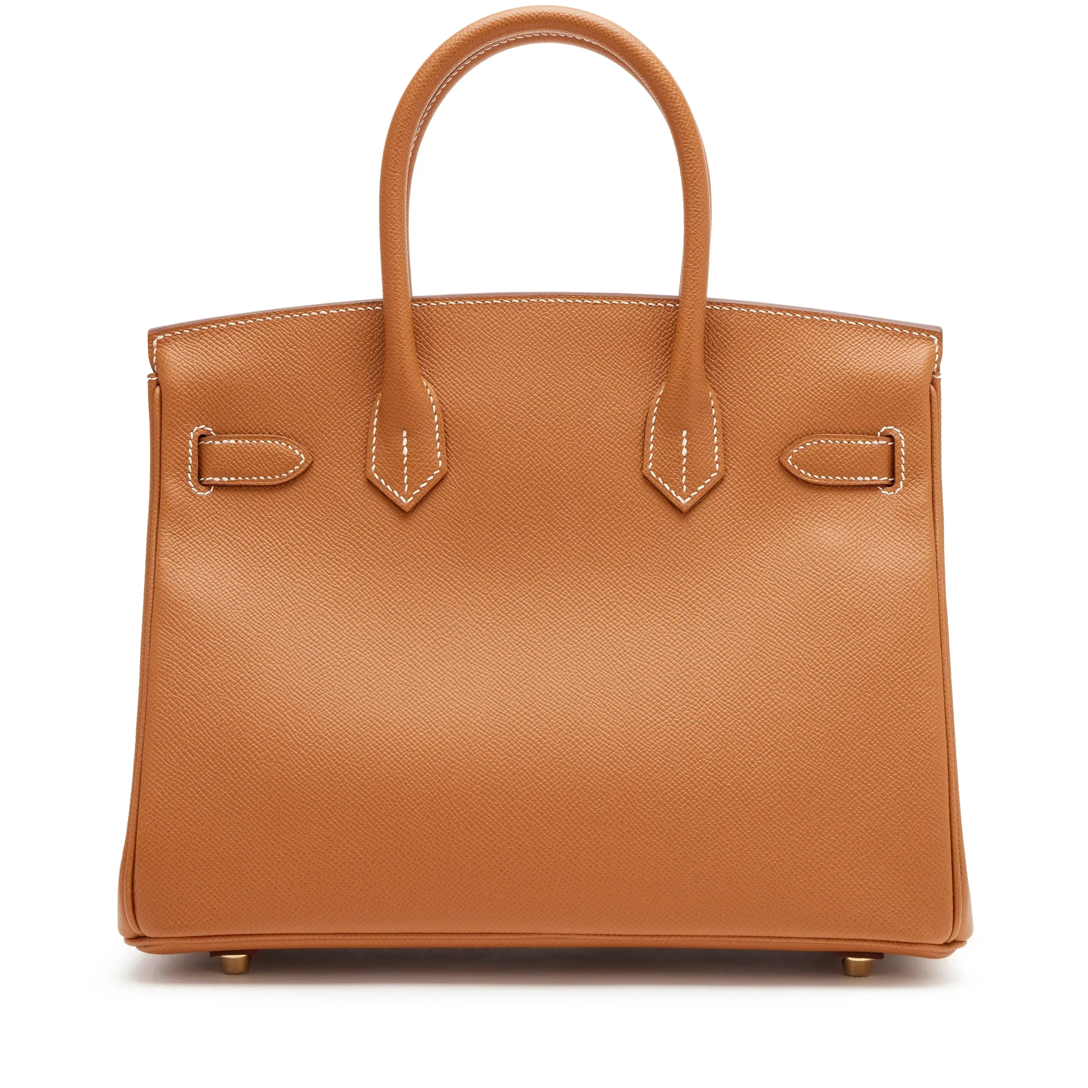 Birkin Sellier 25 Gold Epsom Leather Rolled Handles Gold Hardware Handbag