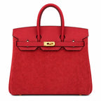 Rare Runaway Birkin 25cm Grizzly Rouge Casaque Suede Luxury Tote