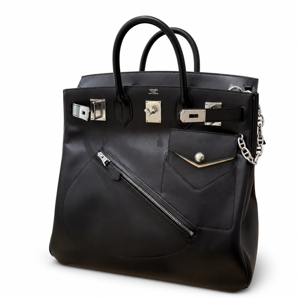 Birkin 40 Rock Sellier in Noir Swift Leather (Palladium Hardware)