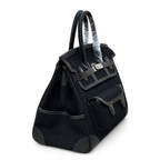 Birkin Cargo 35 in Noir Toile Goéland and Swift Leather (Palladium Hardware)
