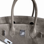 Birkin 30 Retourne in Etoupe Suede Grizzly with White Stitching (Palladium Hardware)